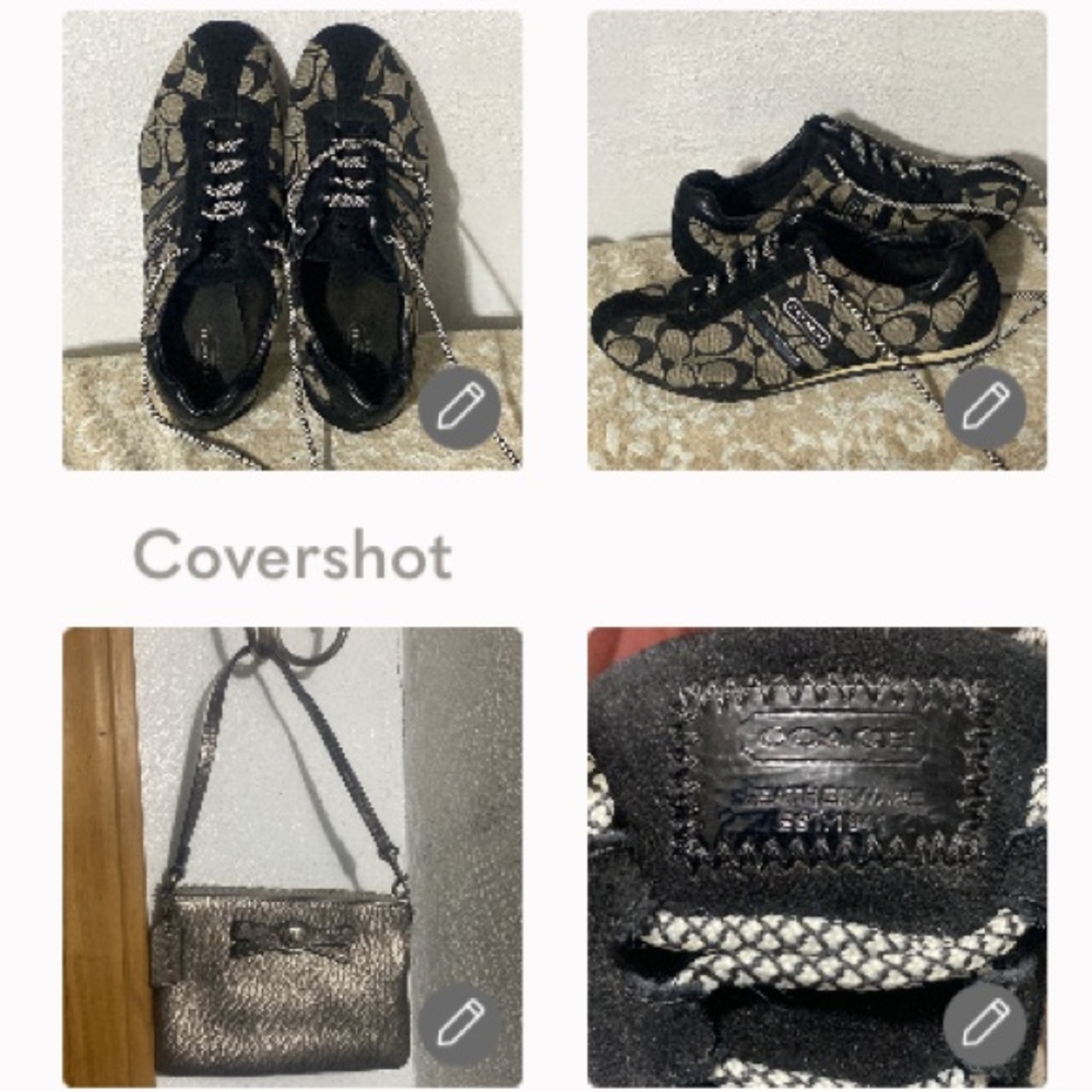 Coach🖤Leatherware Logo Sneakers+🎀Wristlet+🔑chains